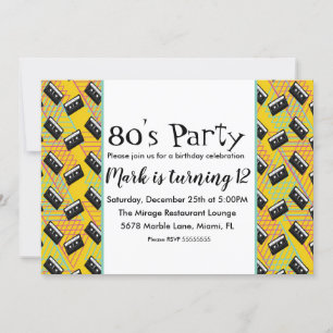 Invitación temática de fiesta retro de los 80