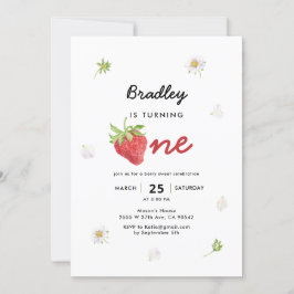 Invitación Temática de fresa Berry Primer cumpleaños