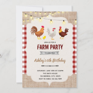invitación temática de gallina de granja linda