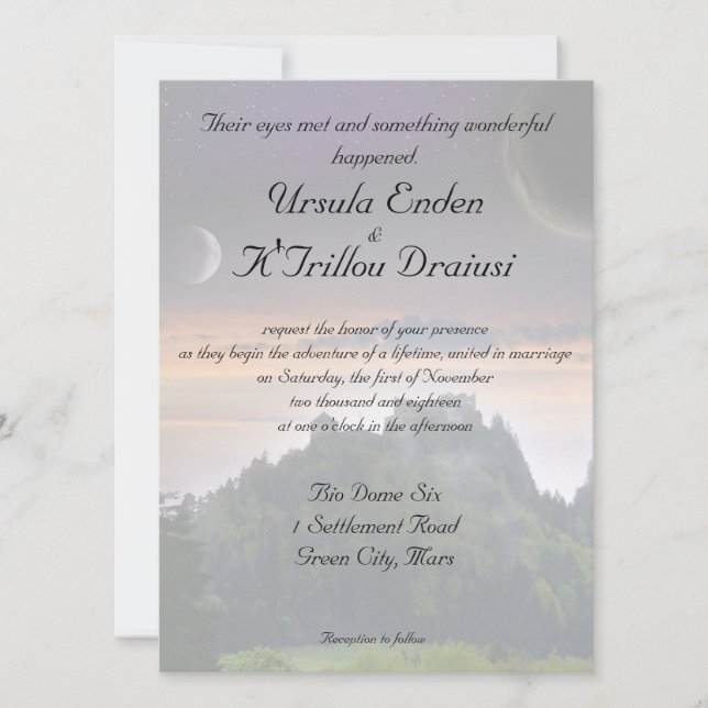 Invitación temática de la boda del espacio (Anverso)