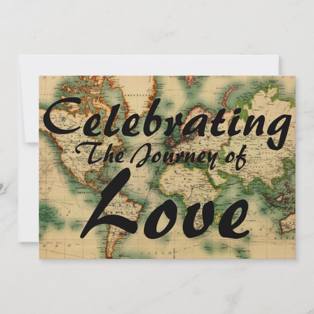 Invitación temática de la boda del mapa del mundo (Anverso)