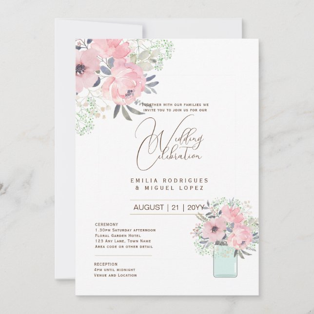 Invitación Temática de la Boda Microjardín Bonito Verano Flor (Anverso)