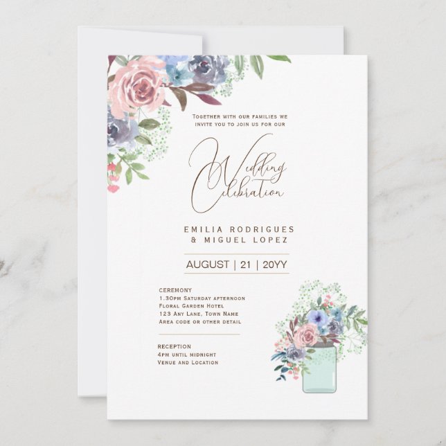 Invitación Temática de la Boda Microjardín Bonito Verano Flor (Anverso)