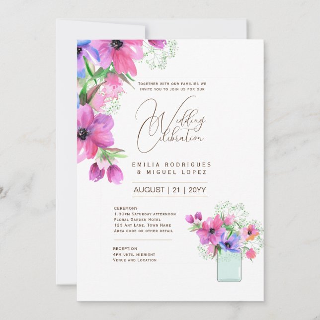 Invitación Temática de la Boda Microjardín Bonito Verano Flor (Anverso)
