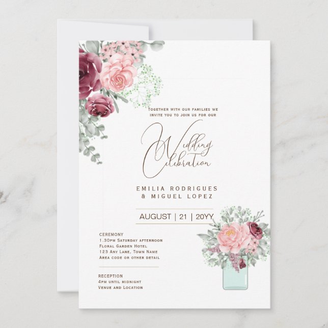 Invitación Temática de la Boda Microjardín Bonito Verano Flor (Anverso)
