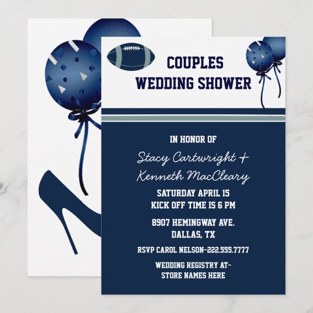 Invitación temática de la ducha de la boda del (Anverso / Reverso)