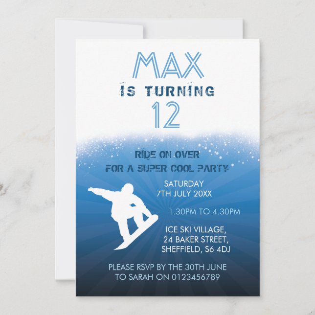 Invitación temática de la fiesta de cumpleaños de (Anverso)