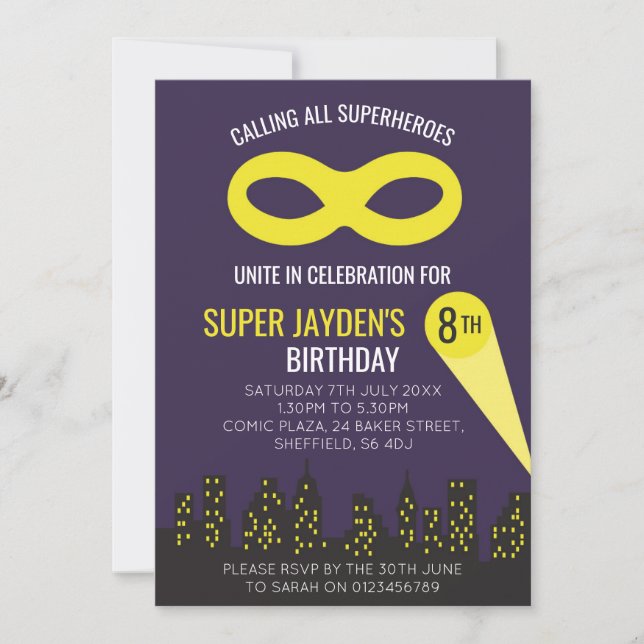 Invitación temática de la fiesta de cumpleaños del (Anverso)