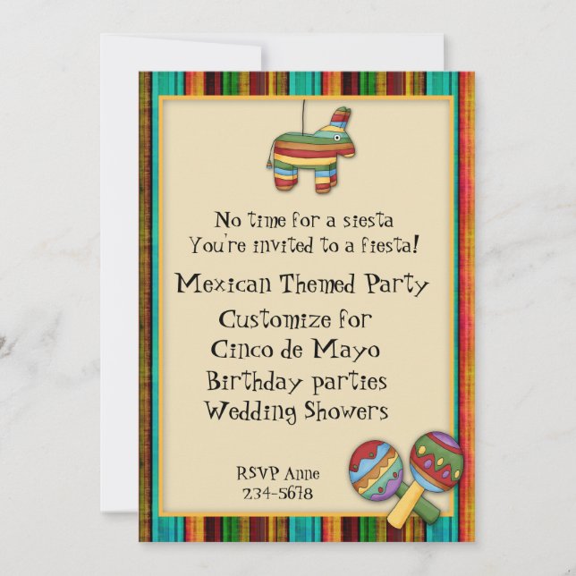 Invitación temática de la fiesta mexicana (Anverso)