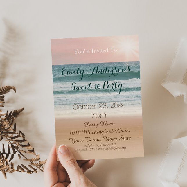 Invitación Temática de la playa de verano dulce de sol rosado (Subido por el creador)