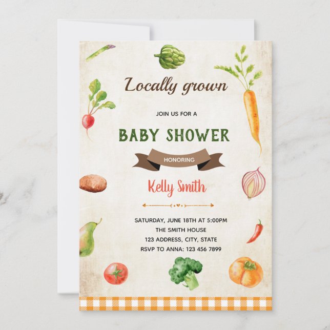 invitación temática de mercado de verduras del agr (Anverso)