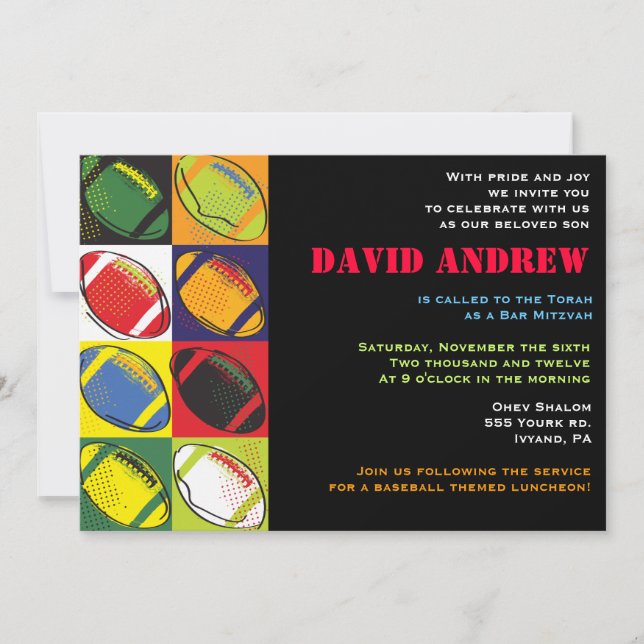 Invitación temática de Mitzvah del palo de la (Anverso)