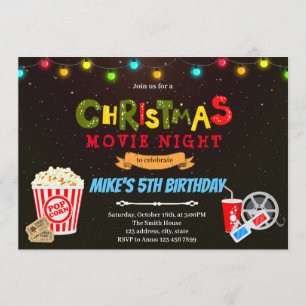 invitación temática de noche de película de Navida