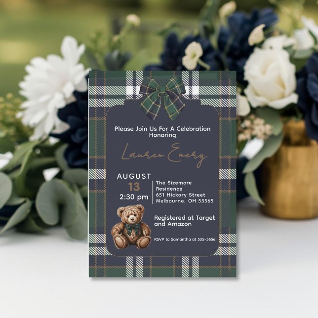 Invitación temática de oso elegante y chic R. Laur (Subido por el creador)