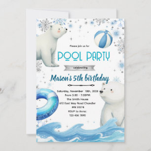 invitación temática de oso polar lindo de invierno
