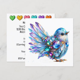 Invitación temática de pájaros con brillo precioso