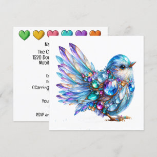 Invitación temática de pájaros con brillo precioso