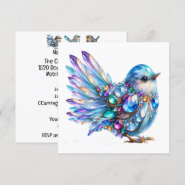 Invitación temática de pájaros con brillo precioso
