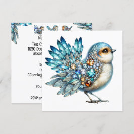Invitación temática de pájaros con brillo precioso