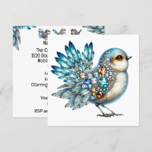 Invitación temática de pájaros con brillo precioso
