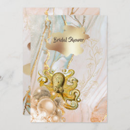 Invitación Temática de playa de pulpos de pulpo de remolino d