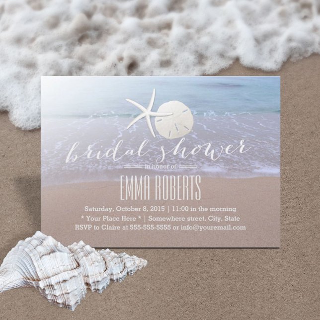 Invitación Temática de playa Starfish & Sand Dollar Bridal Sh (Subido por el creador)