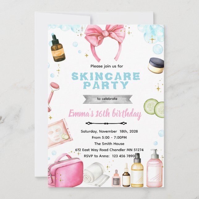 invitación temática de spa de cuidado de la piel (Anverso)