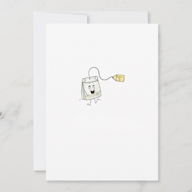 Invitación temática de té, amante del té, bolsa de té (Anverso)