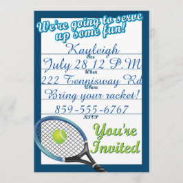 Invitación temática de tenis personalizado