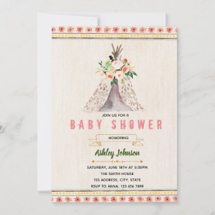 invitación temática de tipi tribal