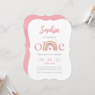 Invitación temática del Boho Rainbow de un cumplea