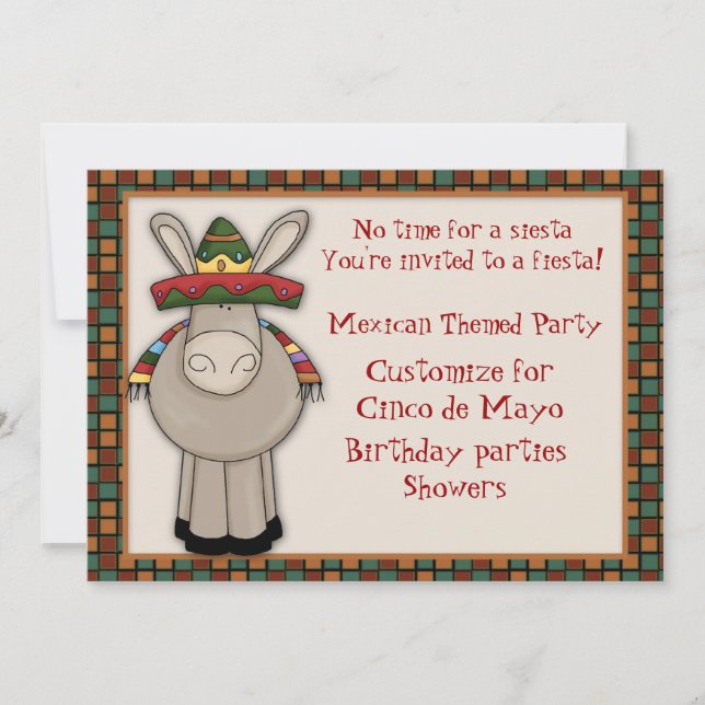 Invitación temática del burro mexicano (Anverso)