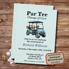 Invitación temática del carrito de golf de retiro 
