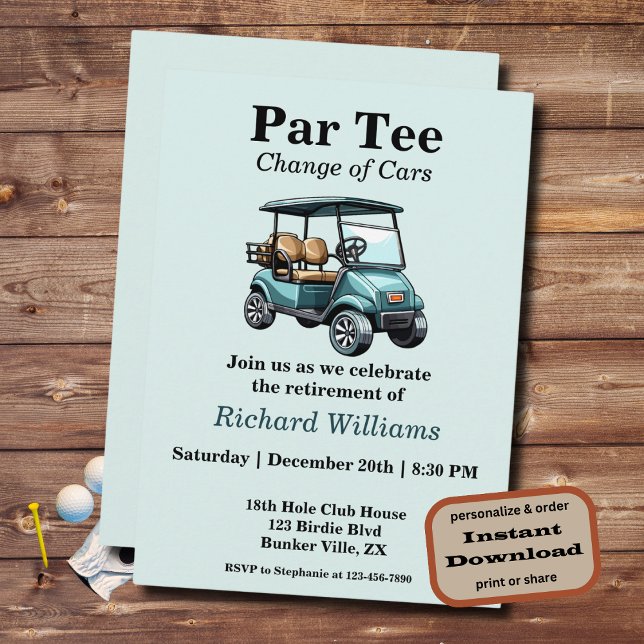 Invitación temática del carrito de golf de retiro  (Subido por el creador)