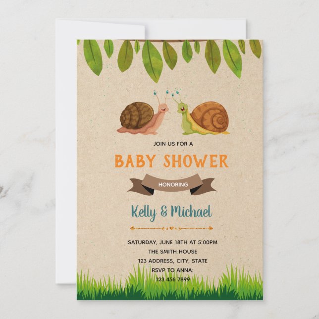 Invitación temática del fiesta de caracoles (Anverso)