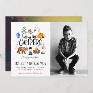 Invitación temática del fiesta que acampa