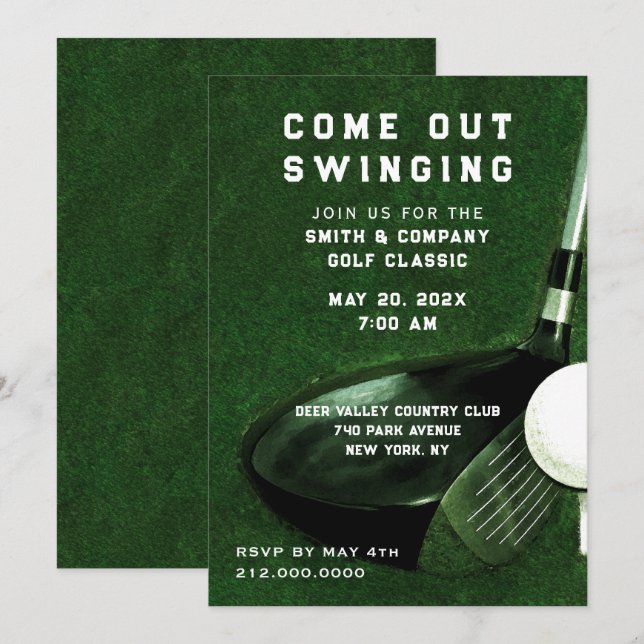 Invitación temática del golf (Anverso / Reverso)