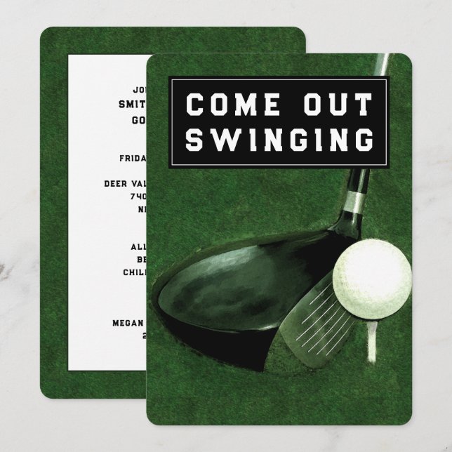 Invitación temática del golf (Anverso / Reverso)