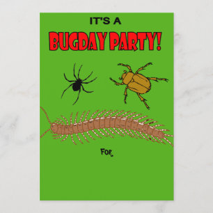 Invitación temática del insecto de la fiesta del