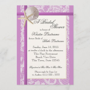 Invitación Temática del Océano Ducha de Boda Púrpura