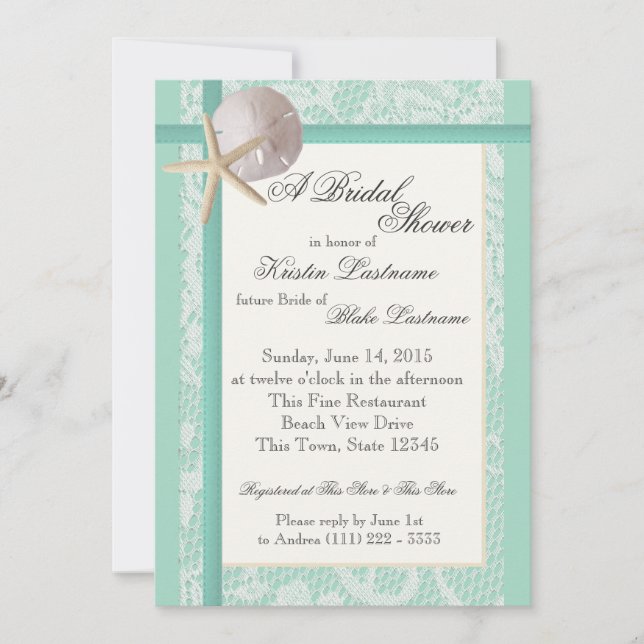 Invitación Temática del océano Espuma de mar Ducha de la Boda (Anverso)