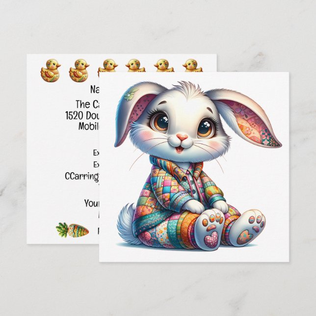 Invitación temática del precioso conejo de Pascua (Anverso / Reverso)
