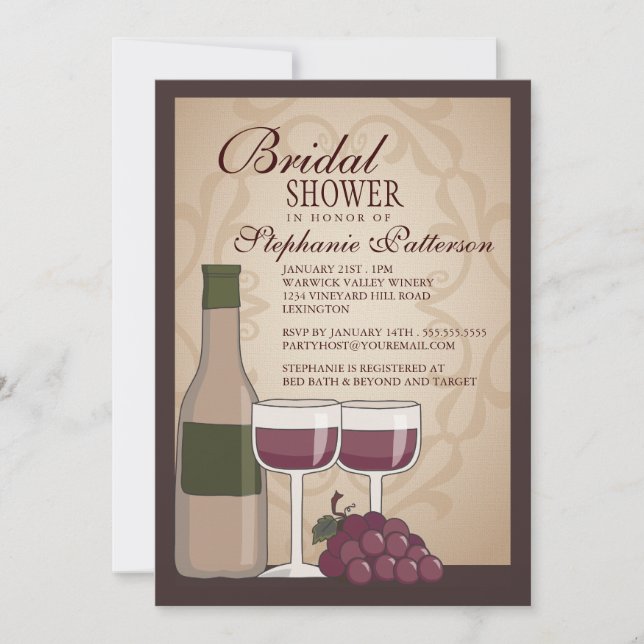 Invitación temática del vino nupcial toscano de la (Anverso)