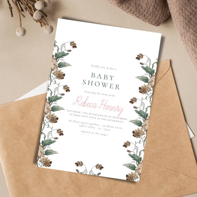 Invitación Temática floral moderna ducha de bebé (Subido por el creador)