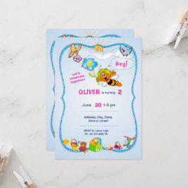 Invitación temática floreada. Fiesta para niños.