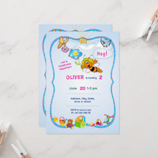 Invitación temática floreada. Fiesta para niños.