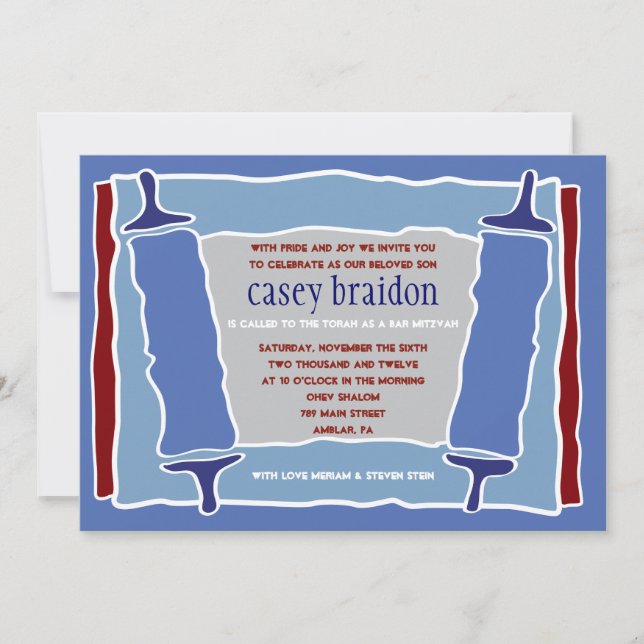 Invitación temática FRESCA de Mitzvah del palo de (Anverso)