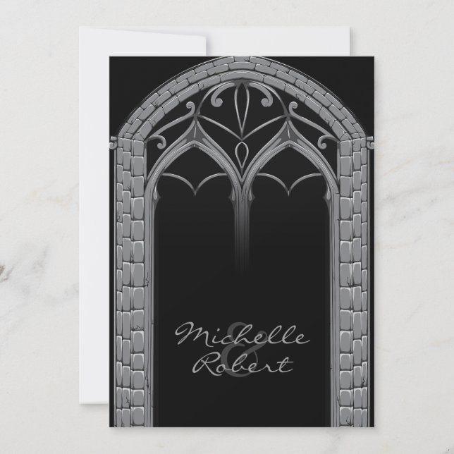 Invitación temática gótica rara oscura de la boda (Anverso)