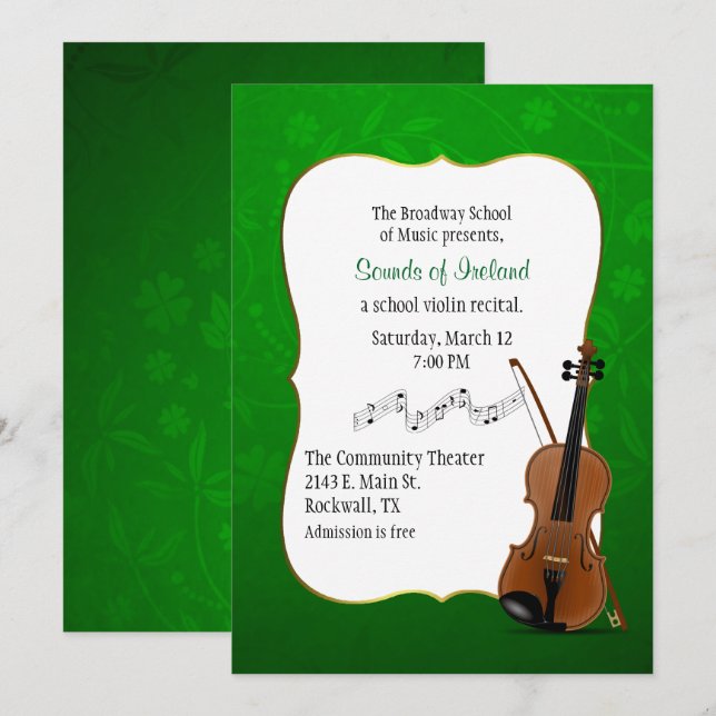 Invitación temática irlandesa del decreto del (Anverso / Reverso)