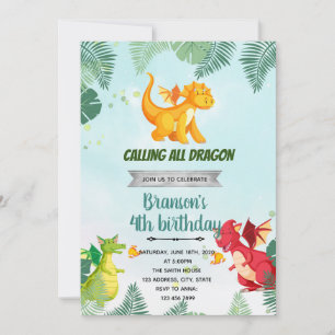 Invitación temática para el cumpleaños del dragón 
